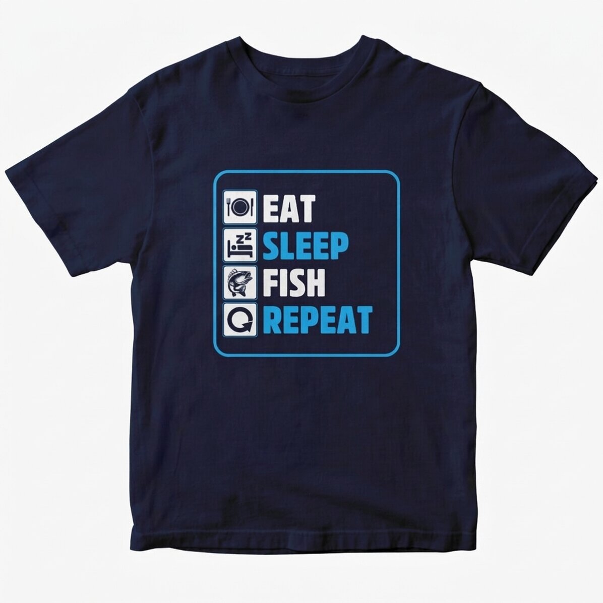 Tričko s vlastním nápisem – Eat sleep fish repeat