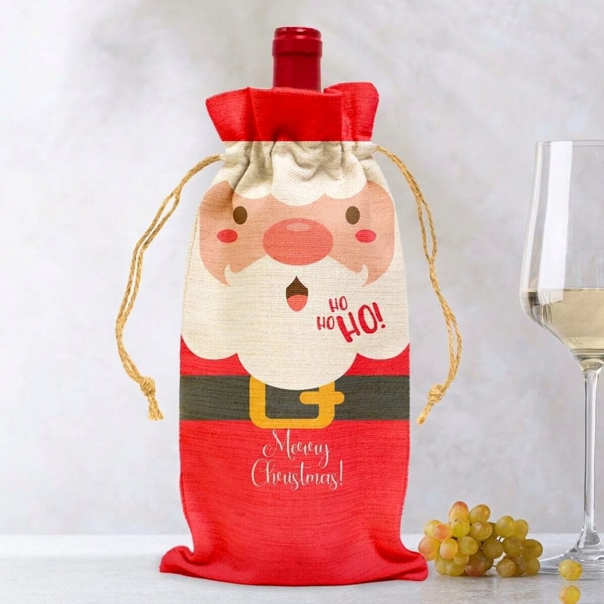 Personalizovaná taštička na láhev vína – Santa Claus