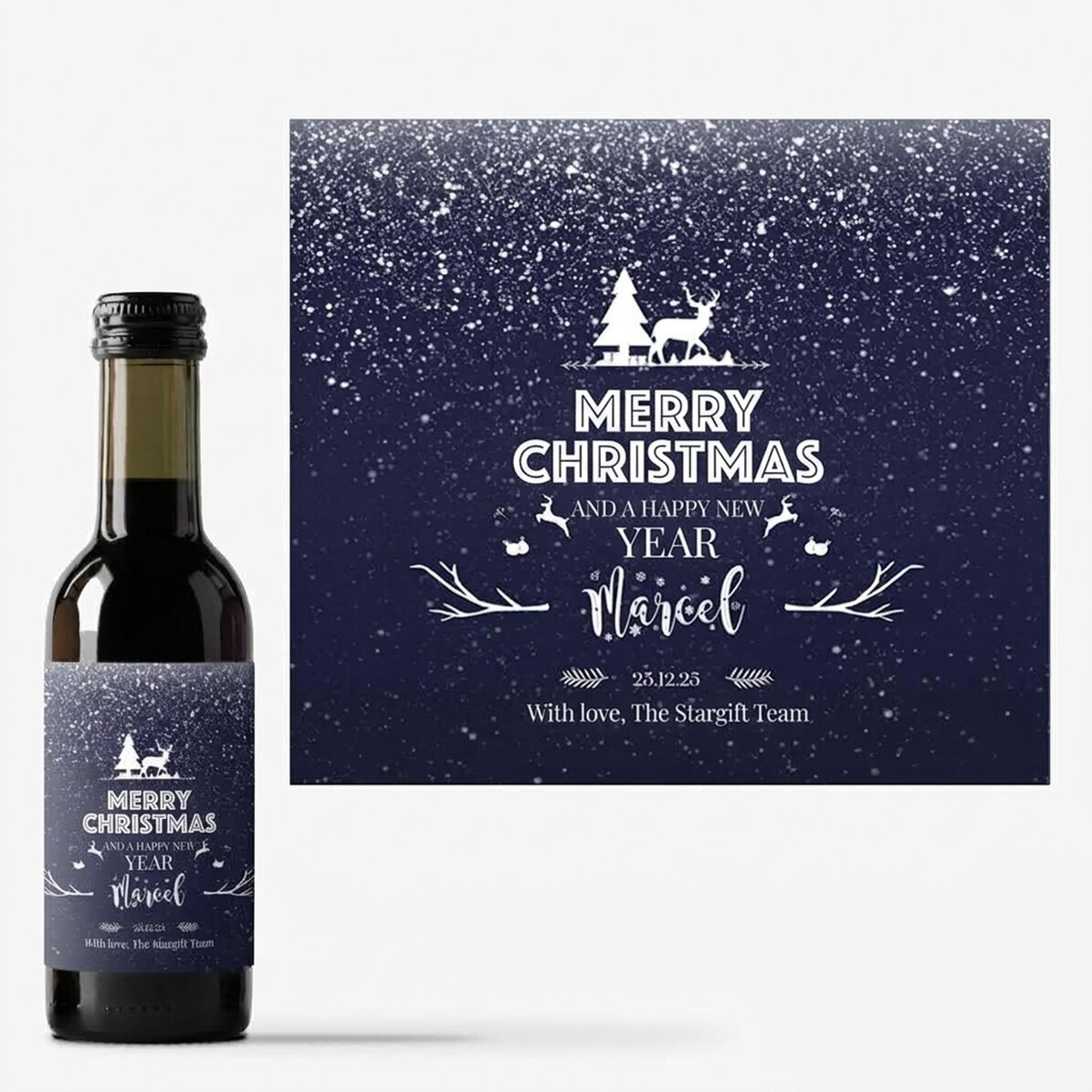 Malá lahvička vína s vlastním nápisem – Snowing Night