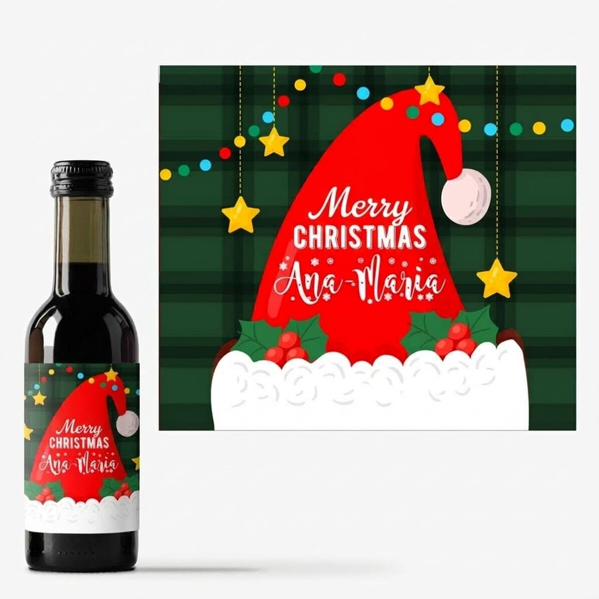 Malá lahvička vína s vlastním textem – Santa Claus