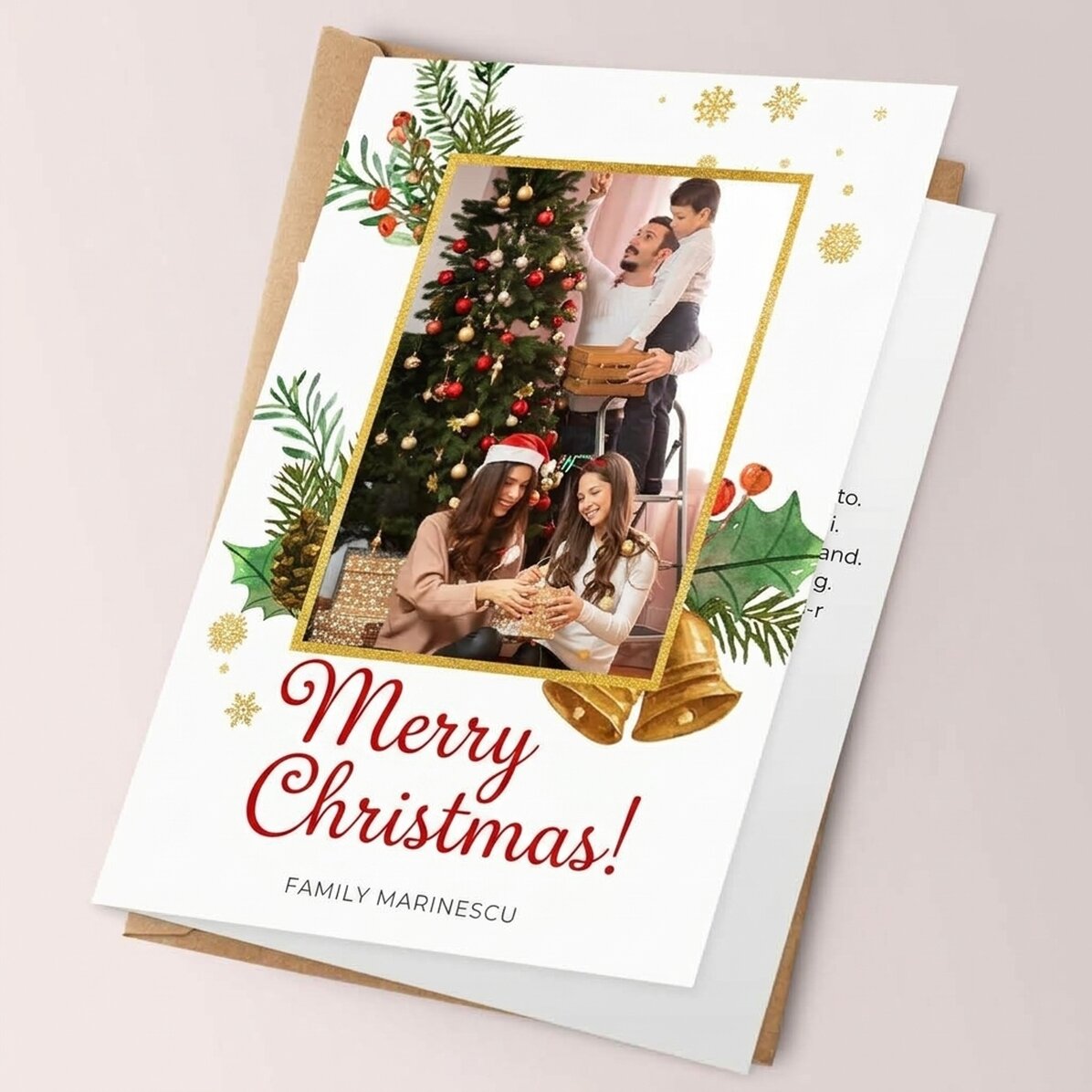 Personalizované vánoční přání s fotografií a textem – Glitter frame