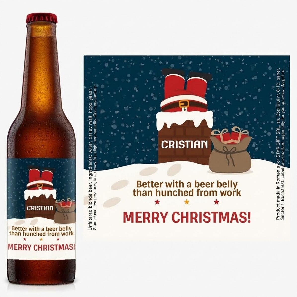 Pivo s vlastním textem – Santa Claus na komíně