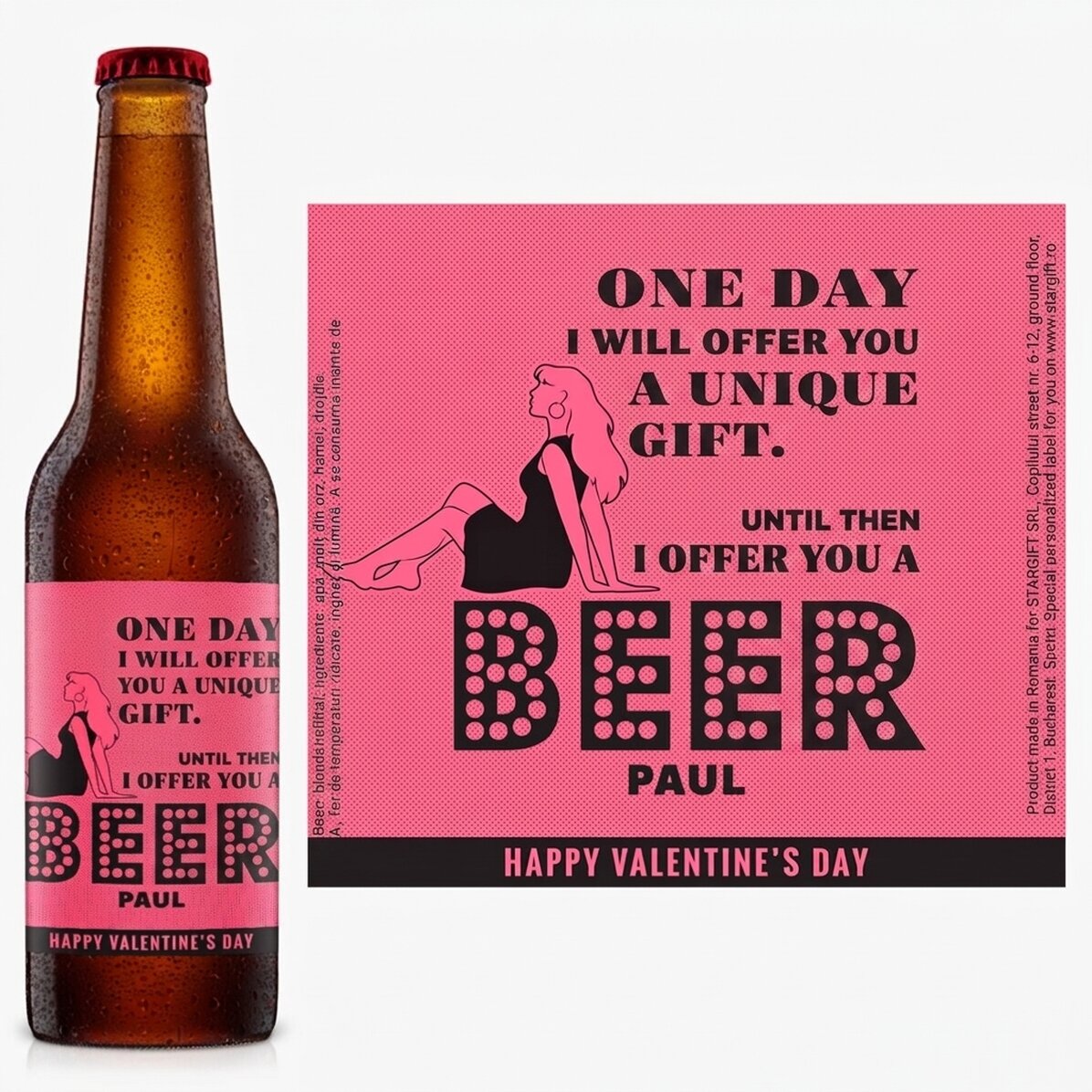 Pivo s vlastním textem v retro stylu – Valentýnské pivo