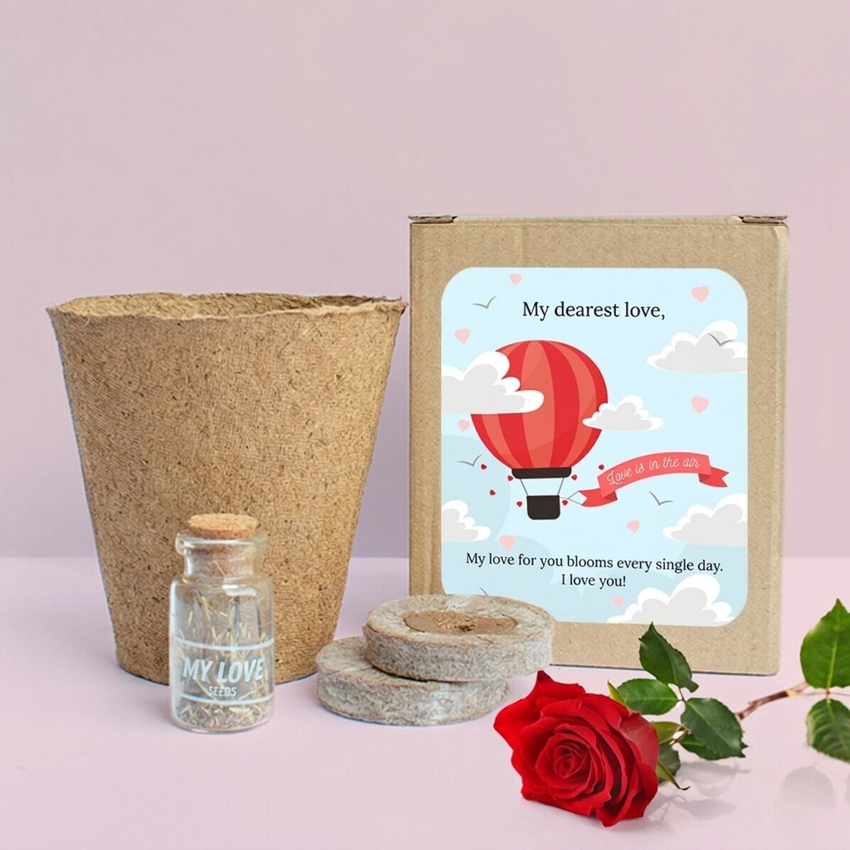 Sada na sázení jarních květin v krabičce s osobním vzkazem – Love is in the air