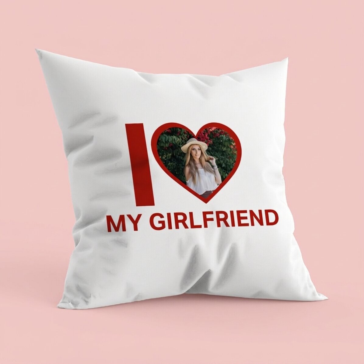 Personalizovaný polštář s fotkou a textem – I love my girlfriend