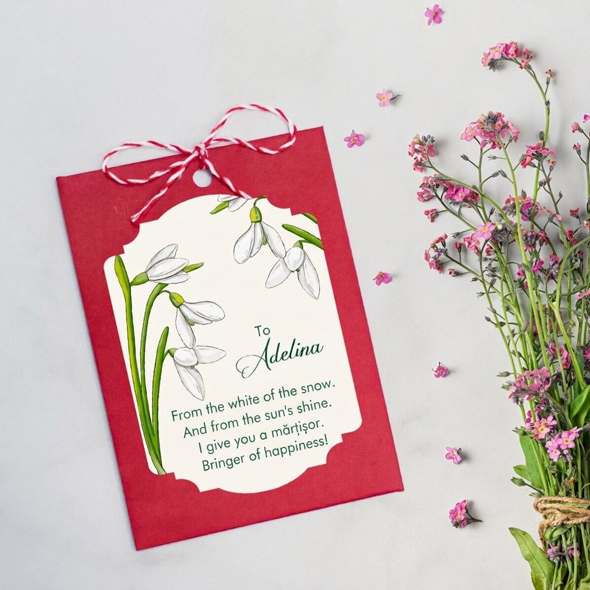Personalizovaný Martisor k zasazení s vzkazem pro kolegyně – sněženky