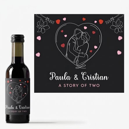 Mini lahvička vína s vašimi jmény – Příběh pro dva