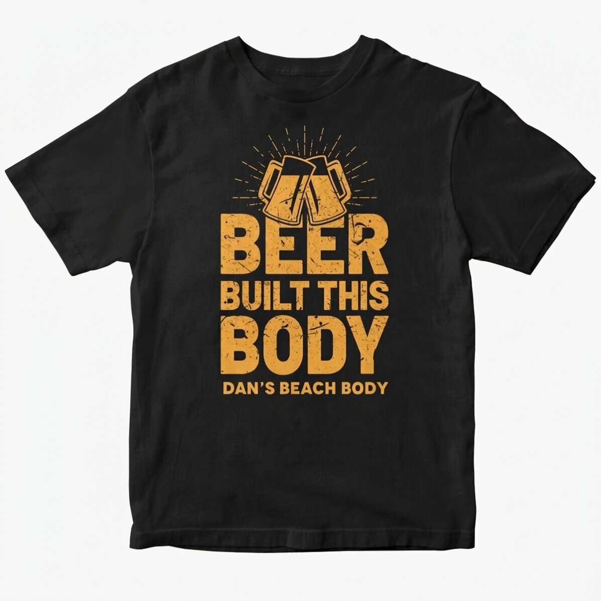 Bavlněné tričko s vlastním nápisem – Beer Built This Body