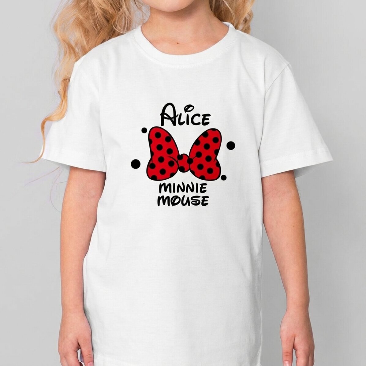 Dětské bavlněné tričko s vlastním textem – Mini Mouse