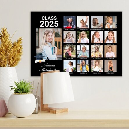 Personalizovaný plakát s 17 fotografiemi a textem – Promoce