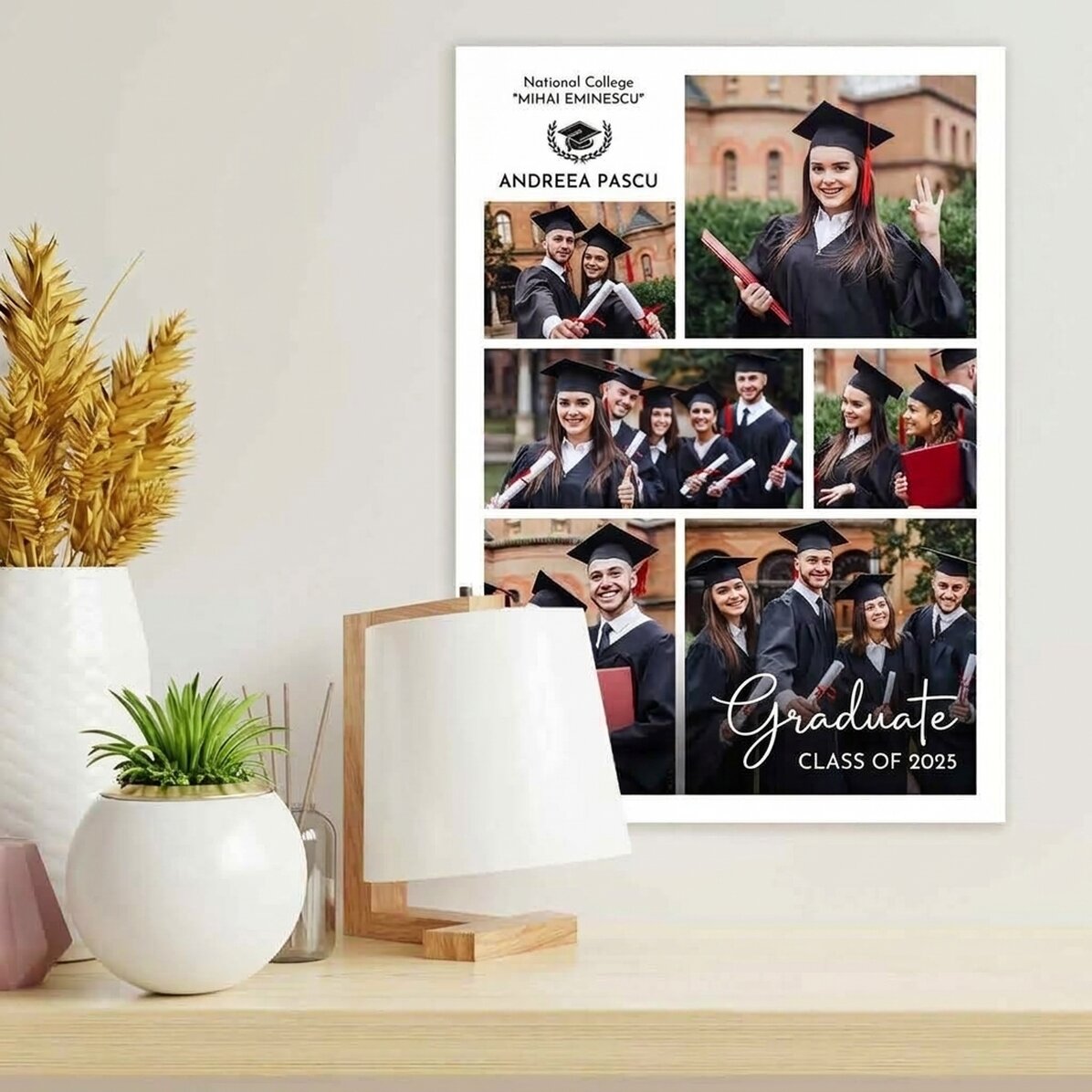 Personalizovaný plakát se 6 fotografiemi a textem – Promoce