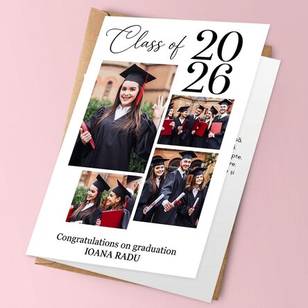 Personalizované přání se 4 fotografiemi a vzkazem – Promoce