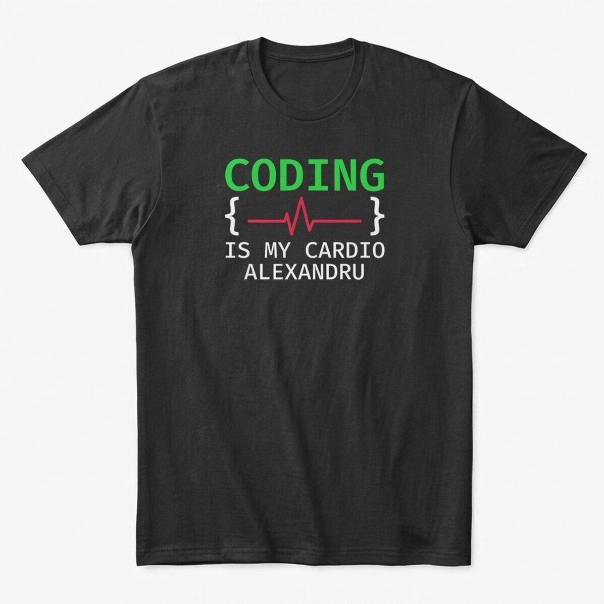 Bavlněné tričko s vlastním nápisem – Coding is my cardio