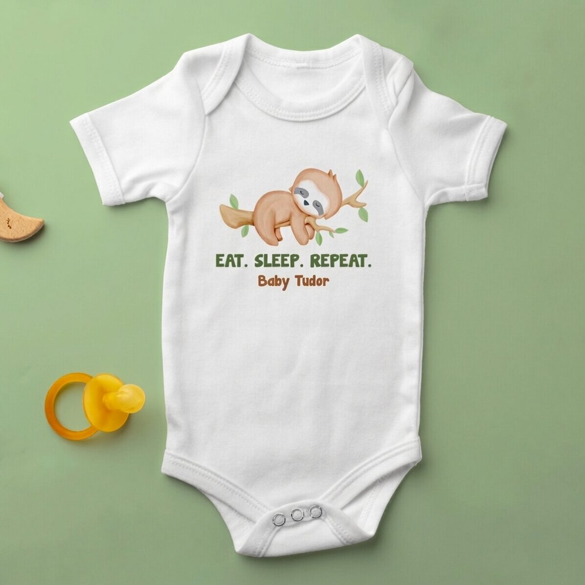 Dětské body s vlastním nápisem – Eat. Sleep. Repeat