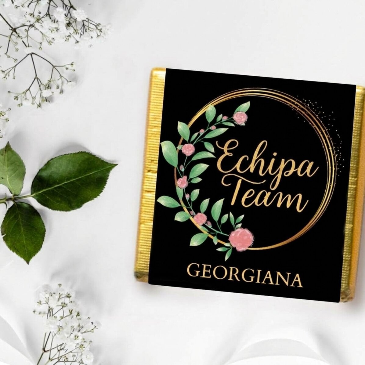 Mini čokoládová pozornost s osobním vzkazem – Floral