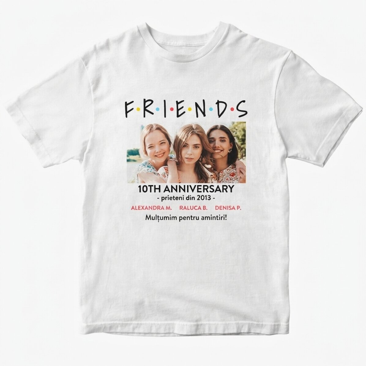 Bavlněné tričko s vlastní fotografií a vzkazem – FRIENDS