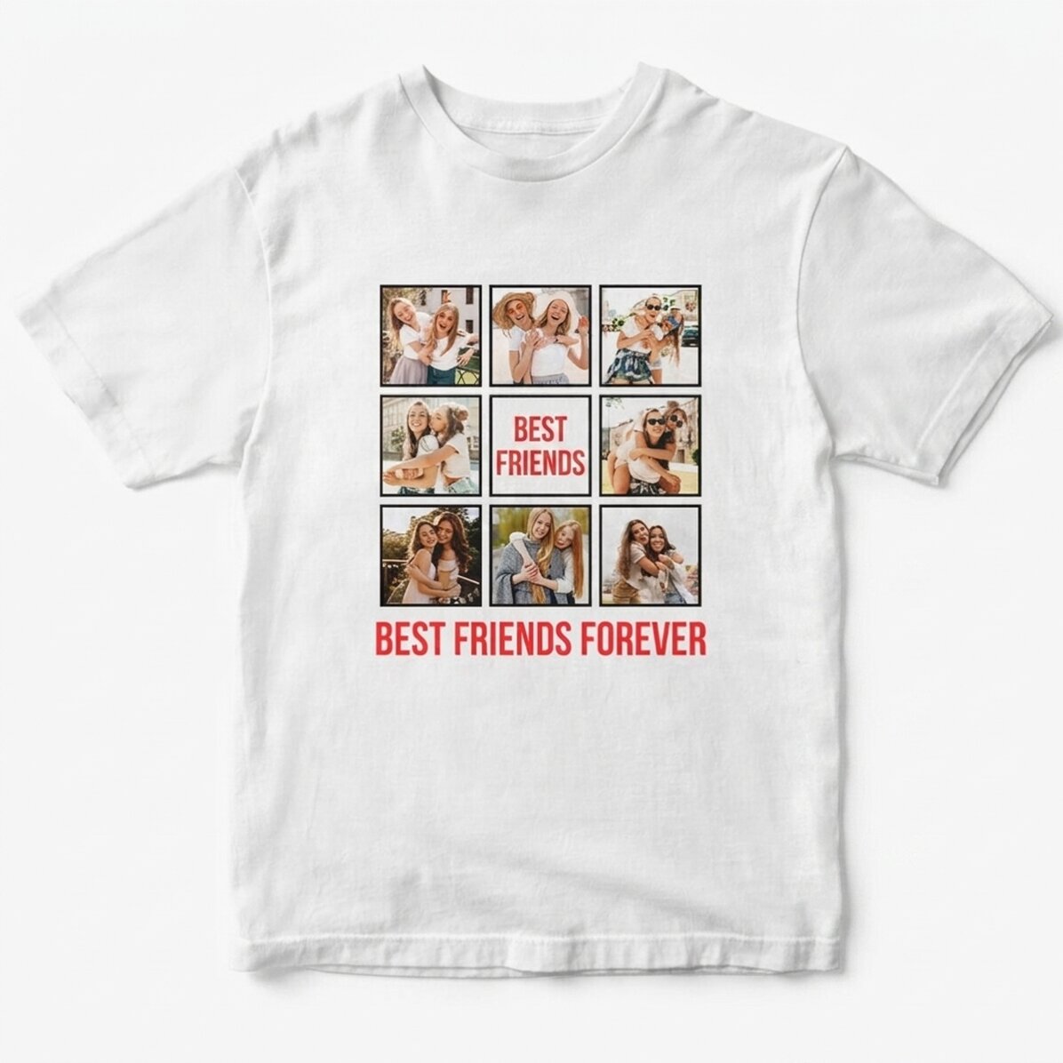 Bavlněné tričko s 8 fotografiemi a textem – Best Friends Forever