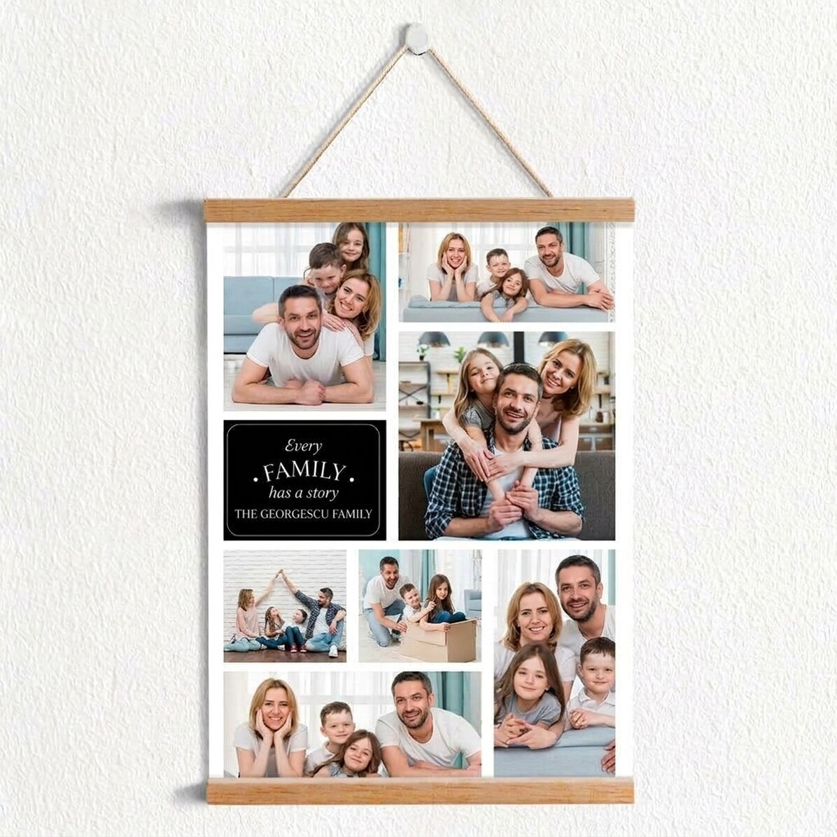 Personalizovaný plakát s háčky a 7 rodinnými fotografiemi