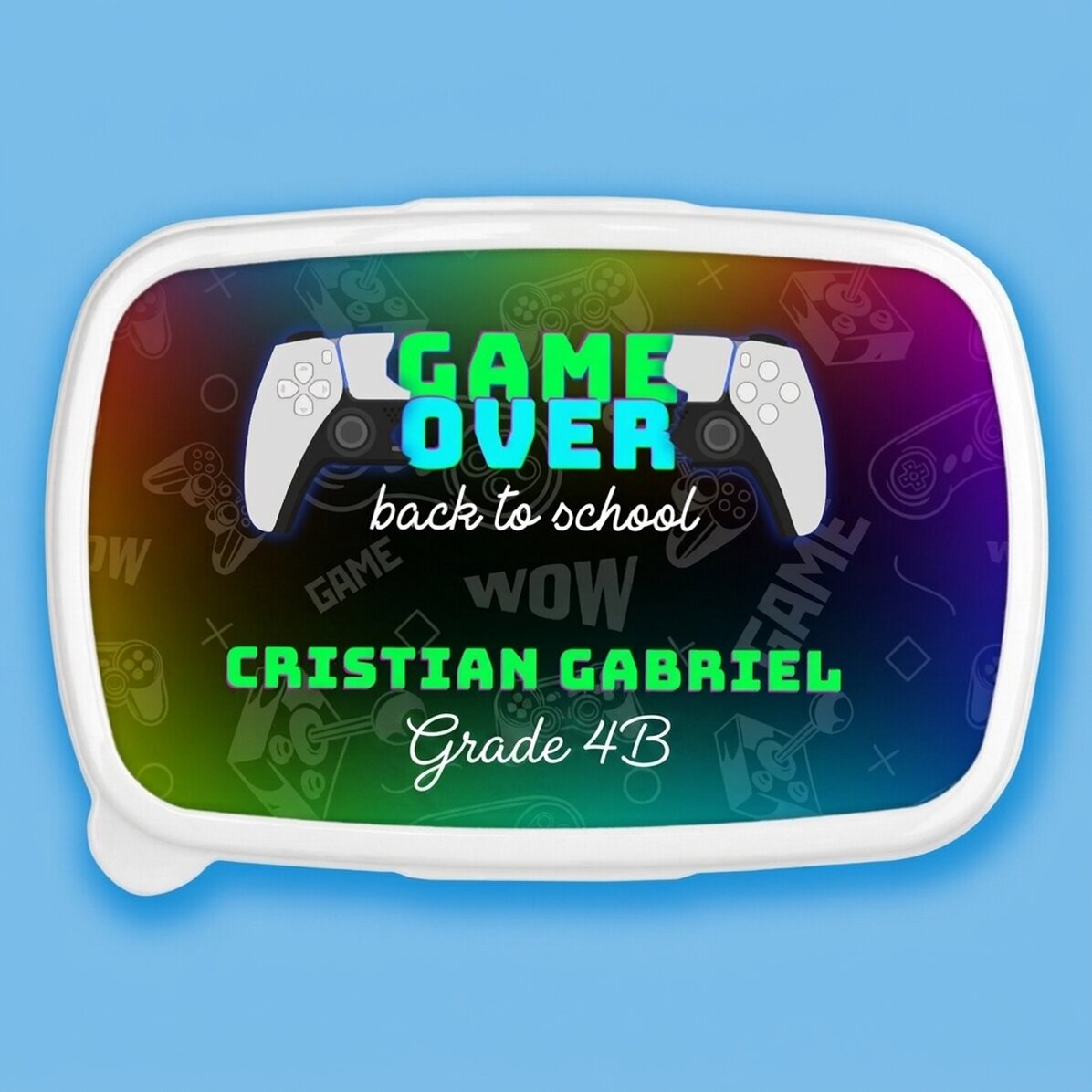 Krabička na oběd, personalizovaná nádoba s nápisem – Game Over