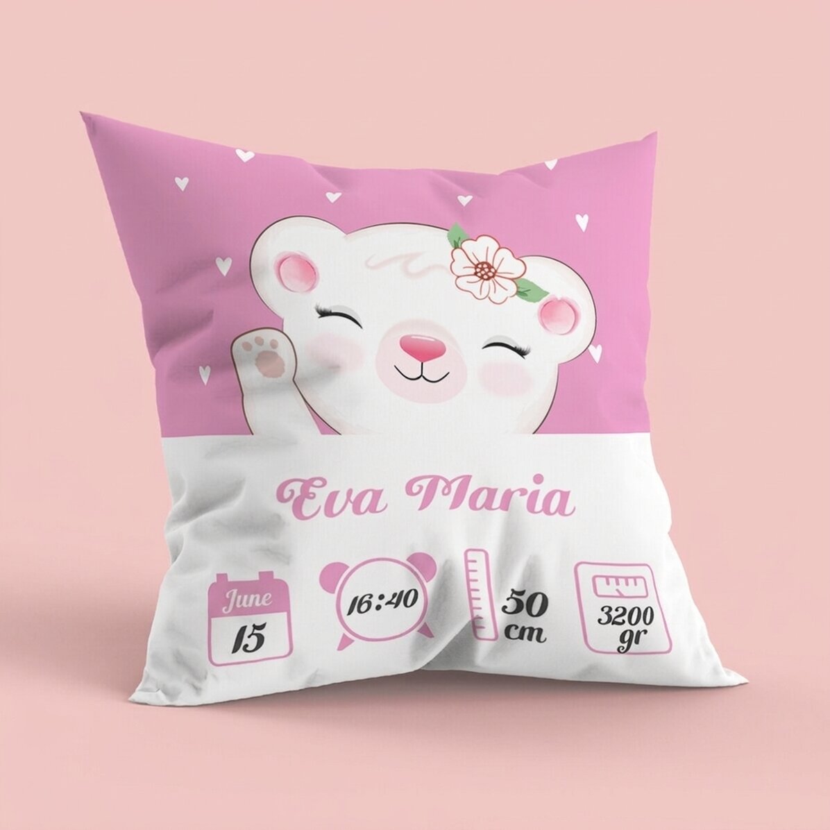 Personalizovaný polštář s nápisem, velký formát – Baby