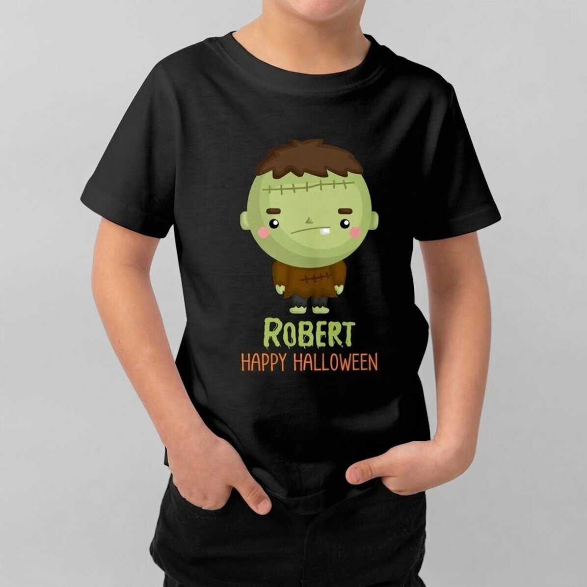 Dětské bavlněné tričko s vlastním textem – Halloweenové postavy