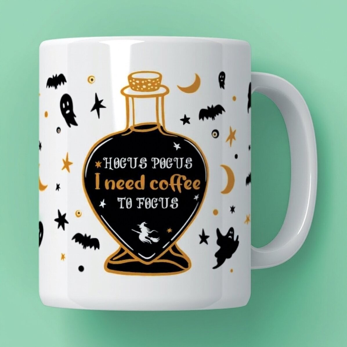 Hrnek s vlastním textem na Halloween – Hocus Pocus