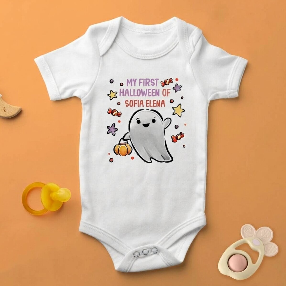Dětské body s vlastním jménem – První Halloween