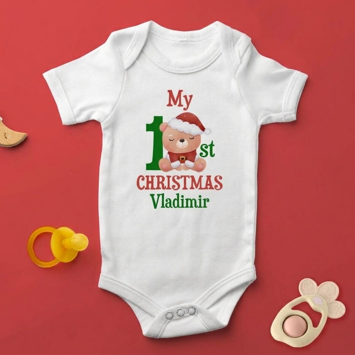 Dětské body s vlastním textem – První Vánoce