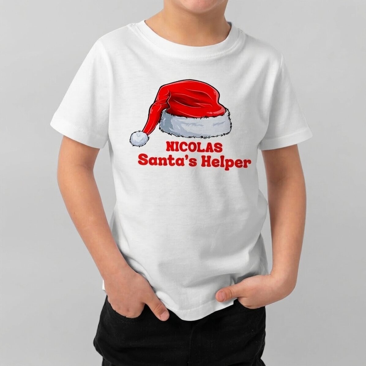 Personalised cotton T-shirt for children with text - Christmas