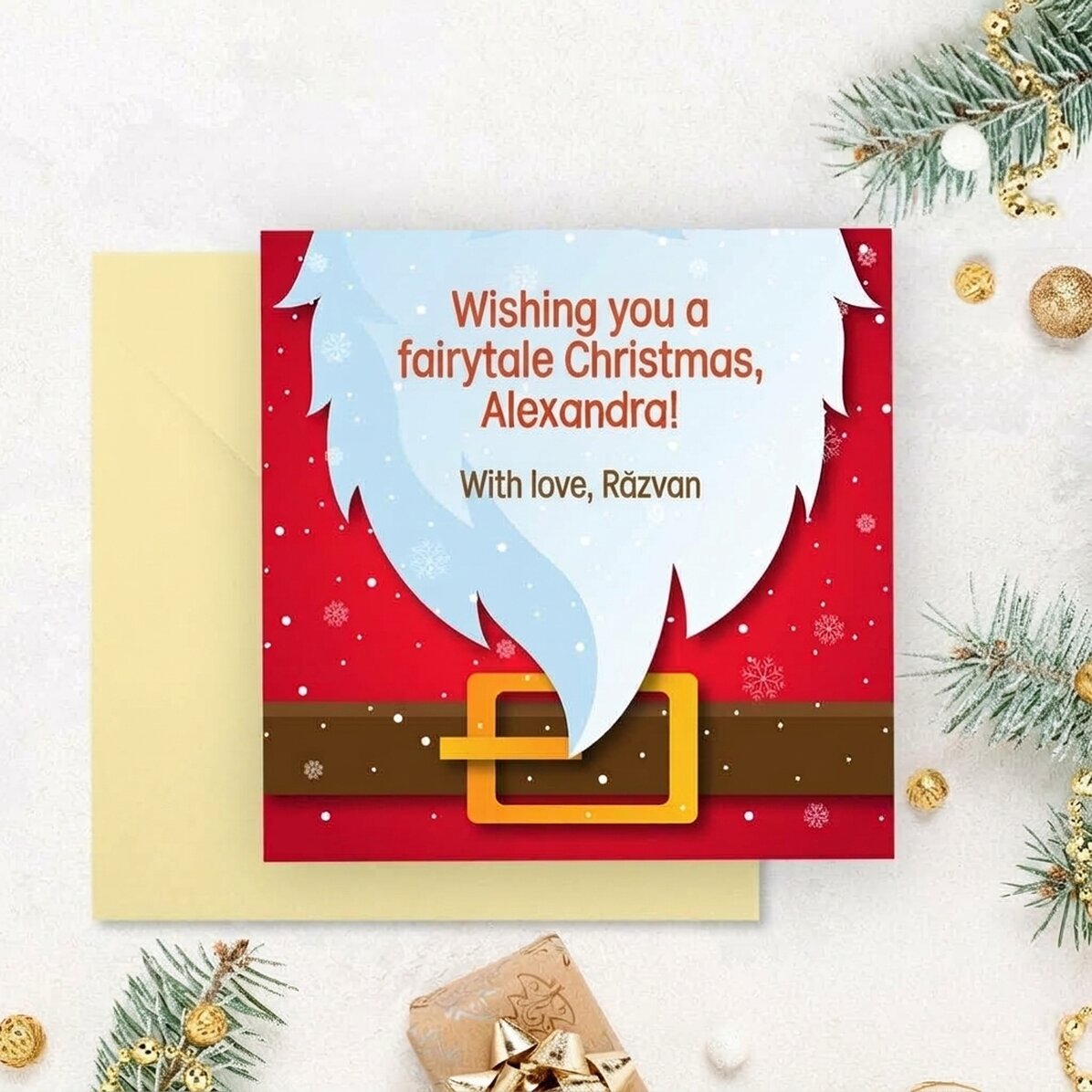 Osobní čtvercová kartička s vzkazem – Santa Claus