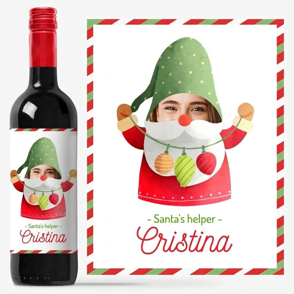Víno s vlastní fotografií a vzkazem – Santa