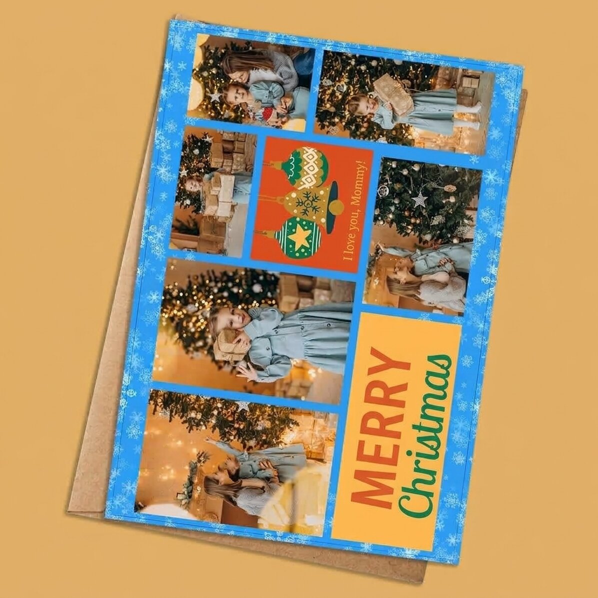 Personalizovaná kartička se 6 fotografiemi a textem – Holly Jolly