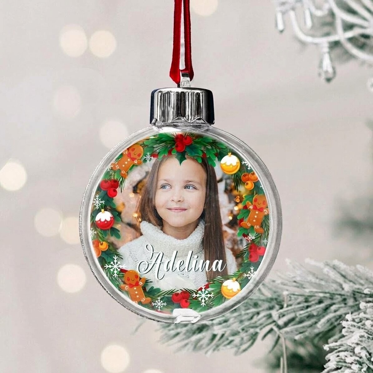 Personalizovaná koule s fotografií a textem – Gingerbread