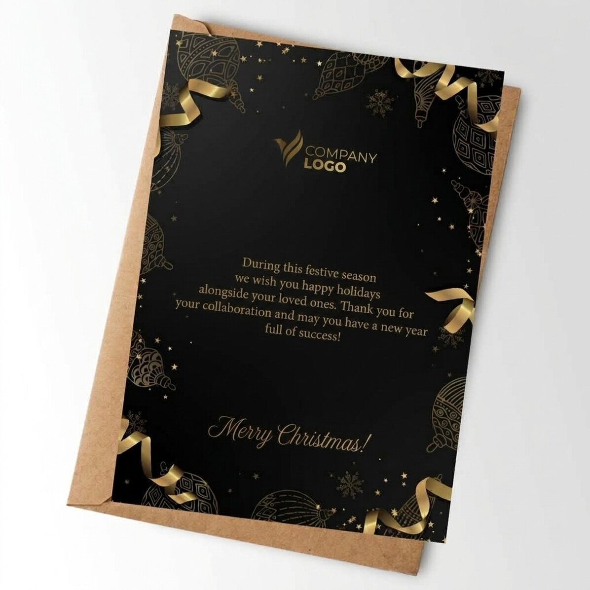Personalizovaná karta s logem a textem – Golden Christmas