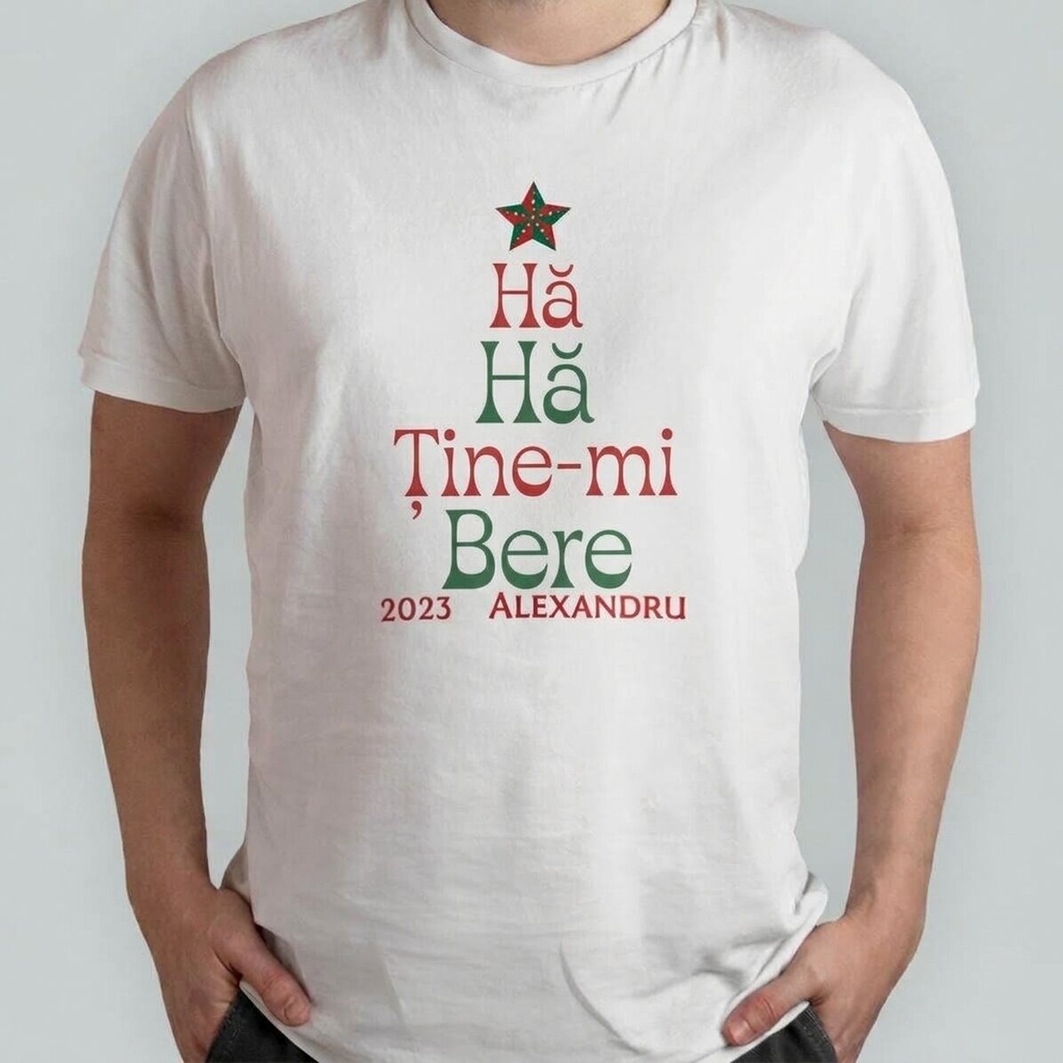 Bavlněné tričko s vlastním nápisem – Ho Ho Hold my beer