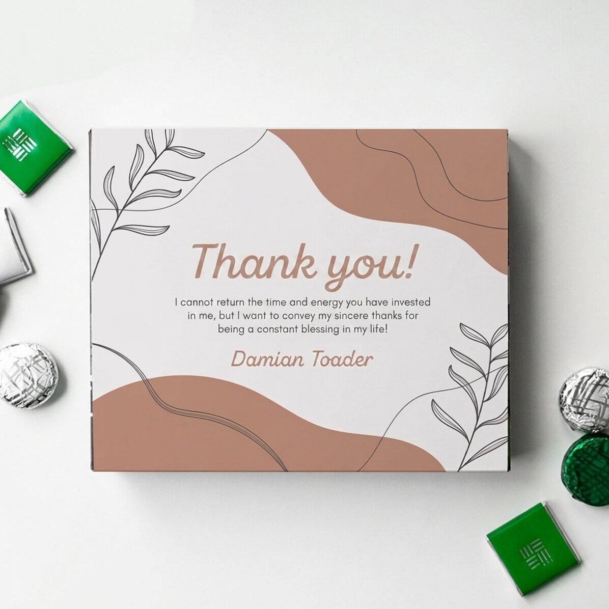 Personalizovaná krabička bonbónů s poděkováním – Leaves