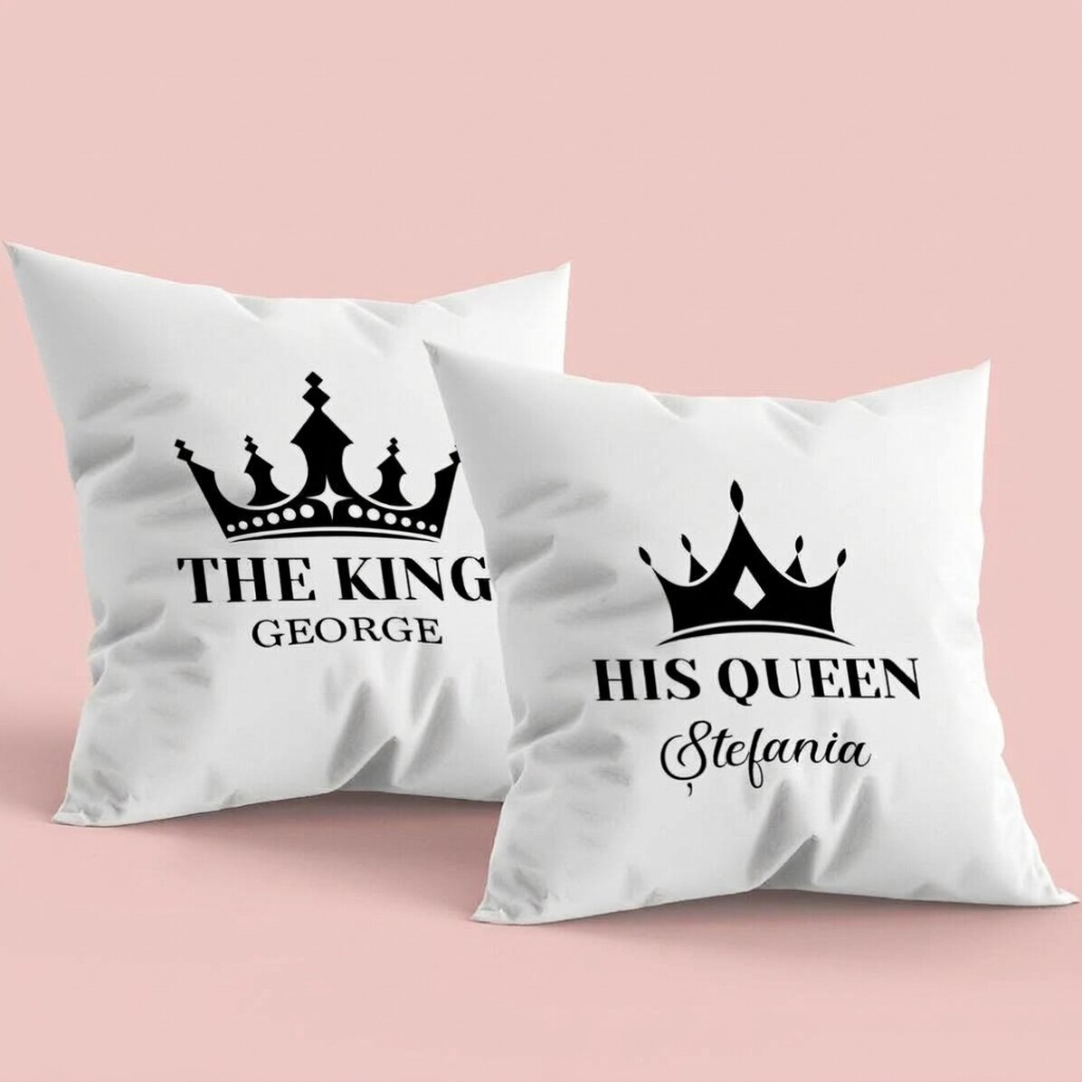 Sada 2 polštářů s vlastním textem – The King & His Queen