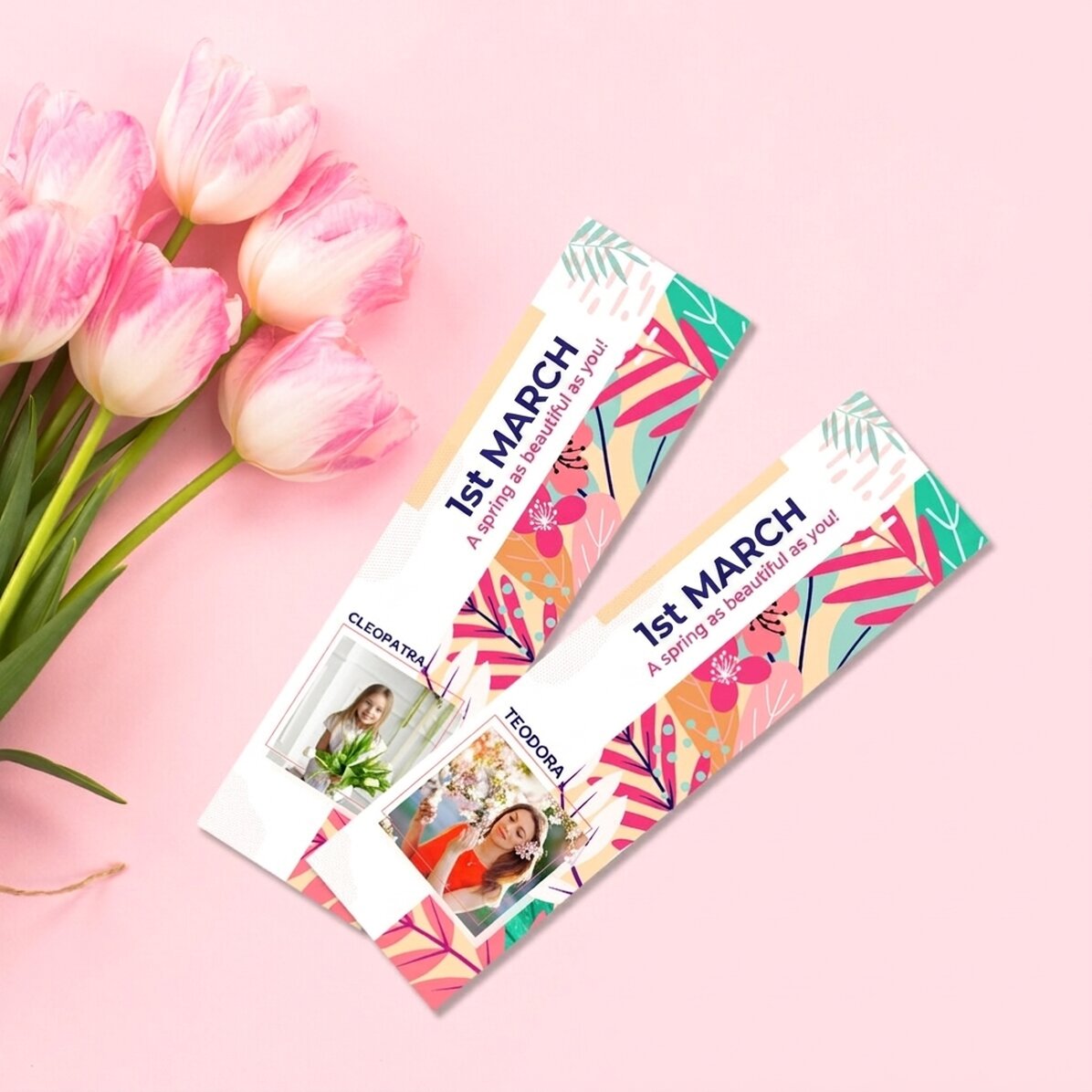 Personalizovaná záložka s fotografií a textem – Floral
