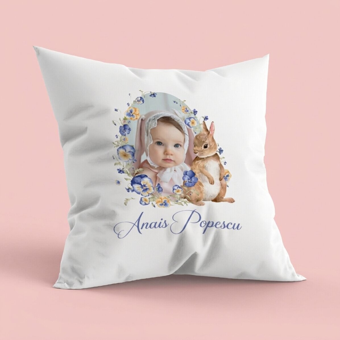 Personalizovaný polštář s textem a fotkou – Bunny