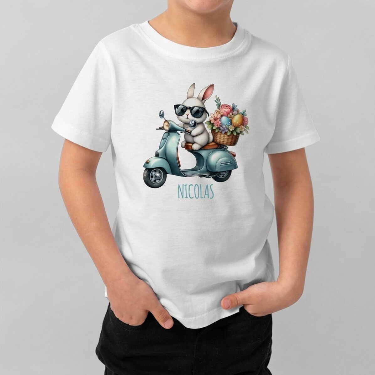 Dětské bavlněné tričko s vlastním jménem – Cool bunny