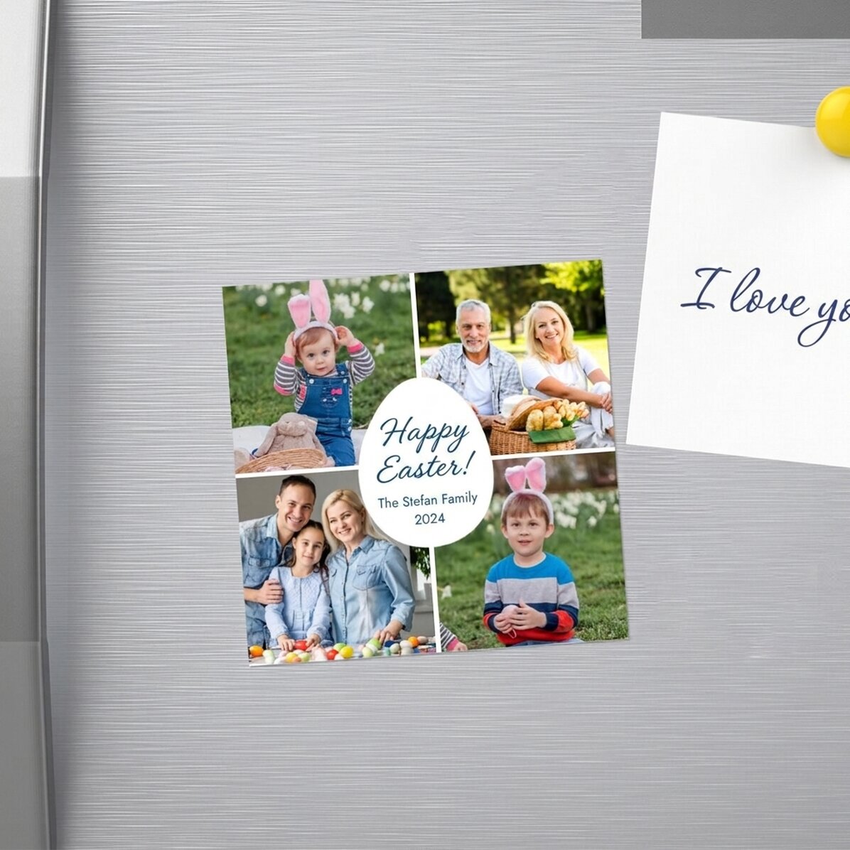 Personalizovaná magnetka 10x10 se 4 fotografiemi a vzkazem – Veselé Velikonoce