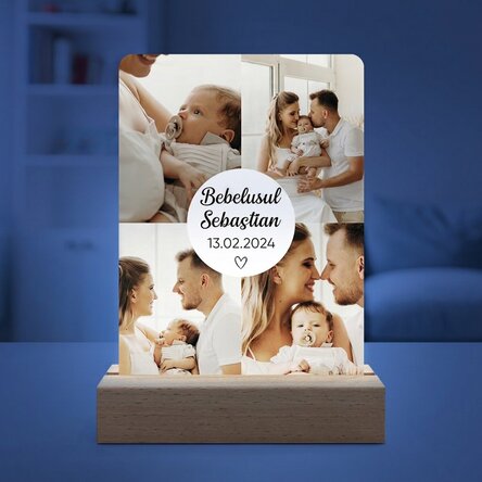 Personalizovaná LED noční lampička se 4 fotografiemi a textem