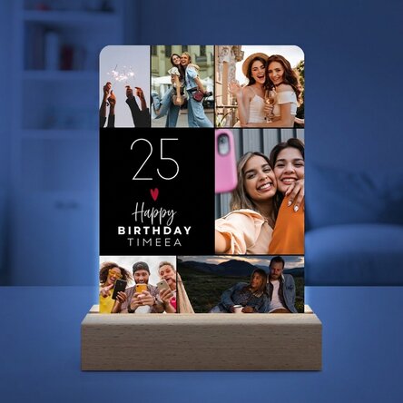 Personalizovaná LED noční lampička se 6 fotografiemi a vzkazem