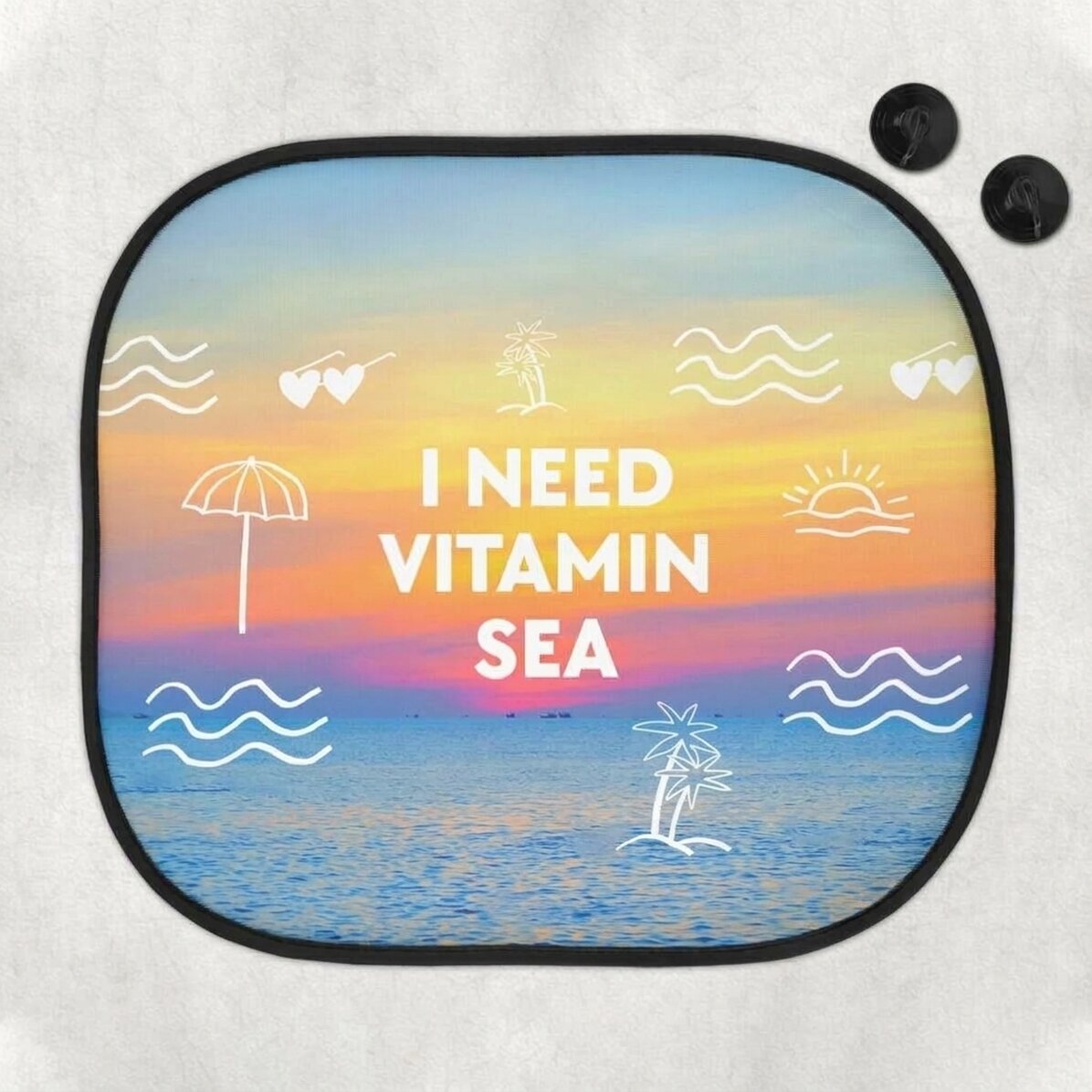 Autosluneční clona na míru s vlastním nápisem – Vitamin Sea