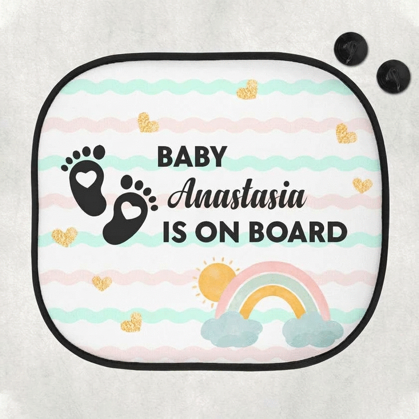 Personalizovaná sluneční clona do auta s nápisem – Baby on board