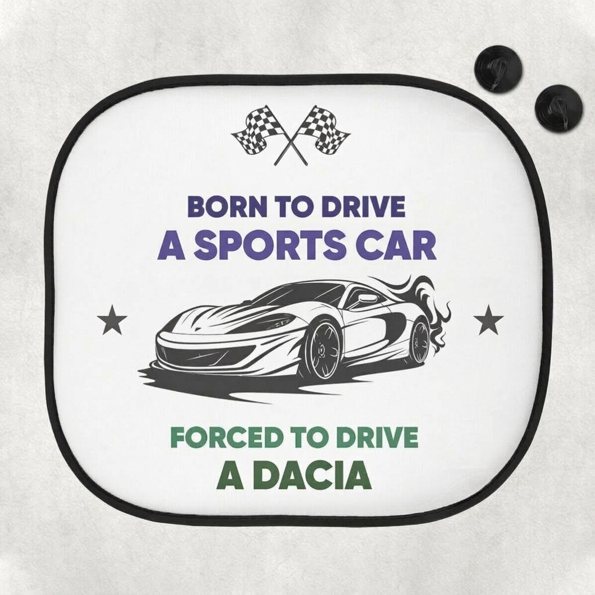 Autosluneční clona s vlastním textem – Born to drive