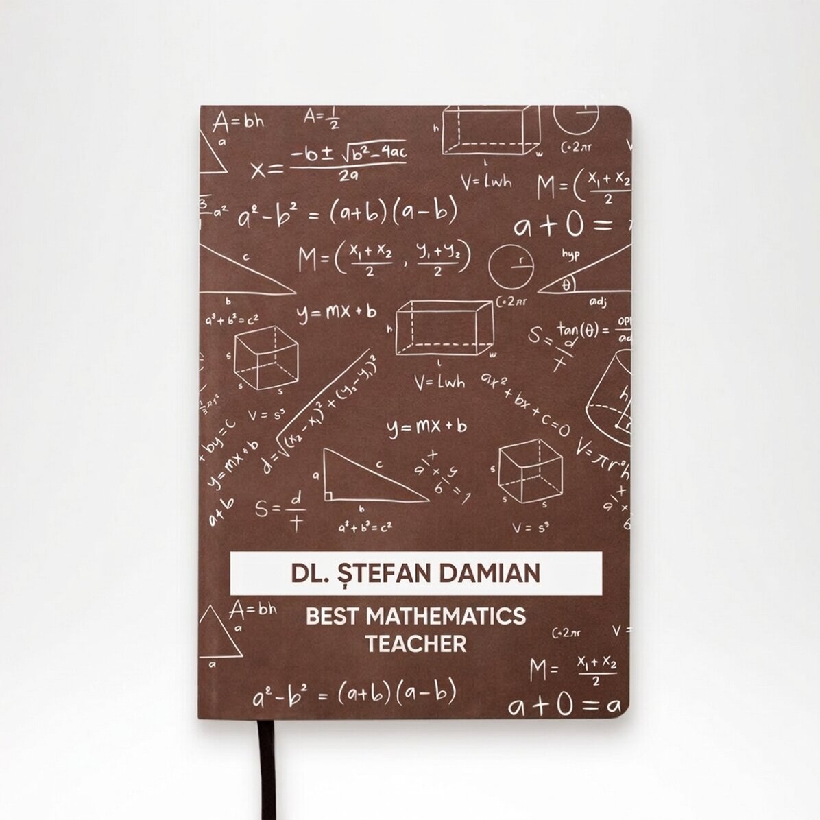 Barevný personalizovaný diář s textem pro učitele matematiky