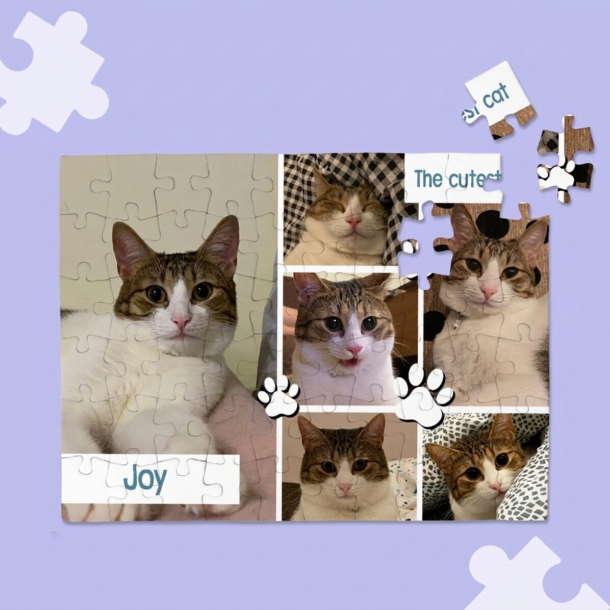 Personalizované puzzle se 6 fotografiemi a vzkazem – Zvířátka