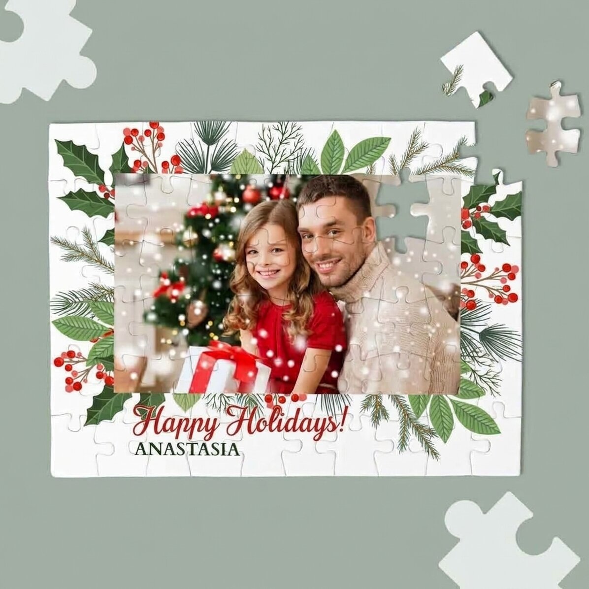 Personalizované puzzle s fotografií a textem – Pohádkové Vánoce