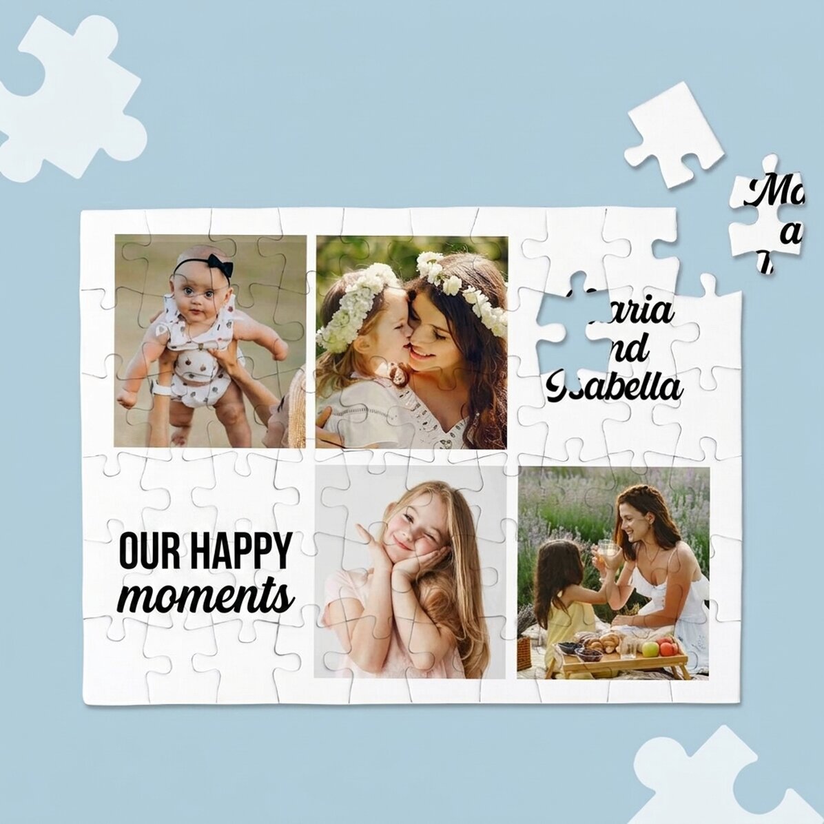 Personalizované puzzle se 4 fotografiemi a textem – Vzpomínky